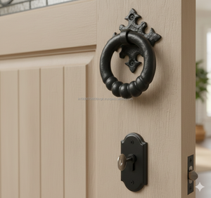 Poignée de porte en fer martelé rustique, revêtement en poudre noire, quincaillerie de meubles de cuisine pour tiroirs, armoires, portes, vintage, durable - Product Image 5