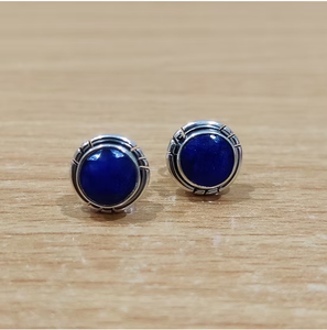 Pendientes de Plata de Ley 925 JAIPUR SILVER, Minimalistas, de 2.6 Gramos, con Lapislázuli, Joyería para Compromiso y Boda - Product Image 2