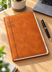 Agenda de PU color canela con cubierta suave al tacto, logotipo de Nescafé grabado en relieve, presilla para bolígrafo, regalo corporativo, diario de oficina, cuaderno de notas. - Product Image 2