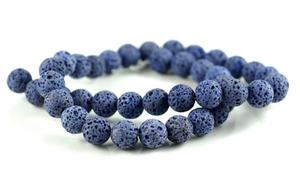 Perles rondes en pierre naturelle de basalte volcanique bleu violet, pour la fabrication de bijoux DIY, bracelets et colliers - Product Image 5