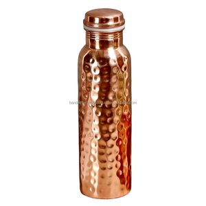 Botella de cobre de alta calidad con acabado martillado y pulido para beber y uso en la cocina, botella de cobre a prueba de fugas. - Product Image 4