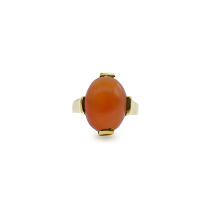 Anillo Ovalado de Cornalina en Latón Chapado en Oro - Product Image 1