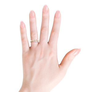 Anillo de Acento Solitario con Bisel de Diamante Cultivado en Laboratorio de Corte Clásico, Oro 10K/14K/18K, Rodio, Plata 925/935 para Fiesta de Compromiso - Product Image 2