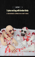 Figurines d'horreur d'Halloween en sacs filets avec têtes de fantômes, mains et pieds coupés, décorations pour maisons hantées et accessoires de farces