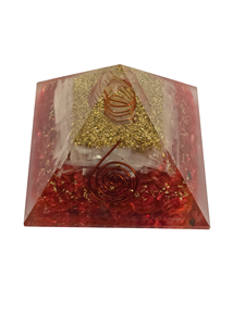 Crystal <b>Pyramid</b> for Positive Energy, Copper Layer Crystal Orgone Red Onyx Selenite Copper Layer Reiki <b>Pyramid</b> With Charge Point - Product Image 3