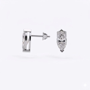 Marquise Cut Lab Grown Diamond Minimalist 10K 14K 18K Gold 925 <b>Silver</b> <b>Stud</b> Earrings Gift for Her Weddings Factory Direct Jewelry - Product Image 5