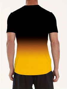 T-shirt décontracté pour homme, gris, manches courtes, col rond, logo imprimé sur le devant, tissu jersey en polyester respirant, 180g, coupe classique - Product Image 2