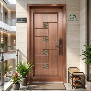 Puerta de Entrada Contemporánea de Madera Sólida con Diseño de Panel Geométrico para Uso Exterior GA-19G - Product Image 4