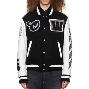 Haute Qualité Personnalisé Laine Chenille Broderie Collège Baseball Letterman Vestes Hommes Vintage Blanc En Cuir Manches Varsity Veste - Product Image 1
