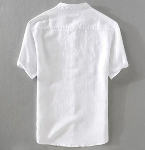 Camisa Casual de Lino y Algodón para Hombre, Manga Corta, Transpirable, para Playa - Product Image 1