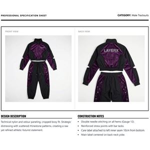 Ensemble survêtement pour homme en nylon velours coupe-vent, veste délavée à l'acide avec strass, pantalon empilé, streetwear 2 en 1 personnalisé - Product Image 6