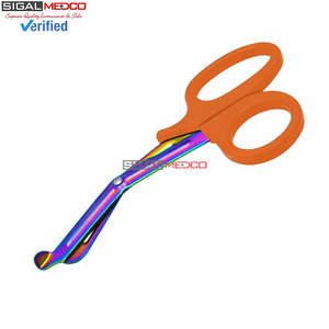 Ciseaux EMT 7,25 pouces, lames arc-en-ciel avec manche orange, acier inoxydable allemand, ciseaux utilitaires EMT, bandage de traumatisme, paramédical - Product Image 5