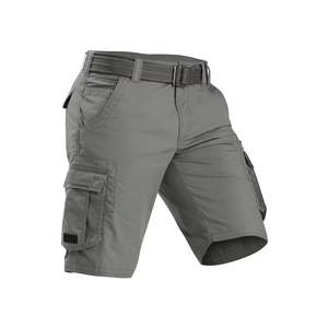 Shorts cargo décontractés pour hommes, taille mi-haute, coupe ajustée, effet délavé, pour le travail, les activités de plein air et la randonnée, style jeune, service OEM - Product Image 1