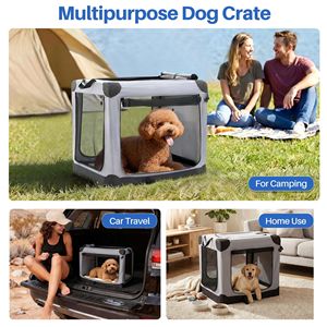 Jaula Plegable Portátil para Perros Pequeños de 24 Pulgadas, Transportín Suave de 3 Puertas con Aprobación de Aerolíneas, Almohadilla Lavable y Bolsa de Almacenamiento - Product Image 2