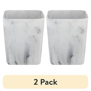 Paquete de 2 Cubos de Basura de Imitación Mármol de 30L para Baño, con Tapa Abierta y Pedal - Product Image 1