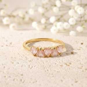 Dainty Heart Shape Rose Quartz <b>Ring</b> Minimalist <b>Stack</b> <b>Ring</b> Promise Gift eternity vermeil 8K Gold Filled or 925 Sterling <b>Silver</b> - Product Image 6