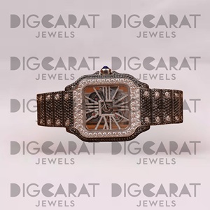 Reloj de Cuarzo con Diamantes Moissanite de Primera Calidad para Hombre, Resistente al Agua, Elegante, para Uso en la Oficina, Disponible para la Venta - Product Image 1