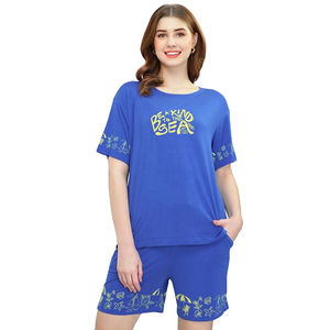 Conjunto de Camiseta y Pantalones Cortos de Punto de Poliéster/Algodón Ligero y Transpirable de Alta Calidad para Mujer, Personalizable con su Propio Logotipo de Marca, para Verano - Product Image 1