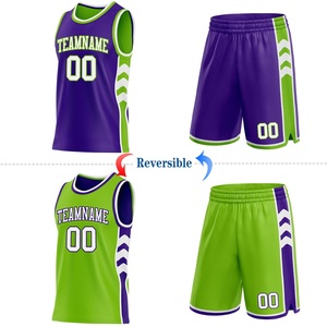 Camiseta de Baloncesto Sublimada Personalizada con Nombre de Equipo 00, Morado y Verde, Malla sin Mangas, Unisex, Ropa Deportiva para Adultos - Product Image 3