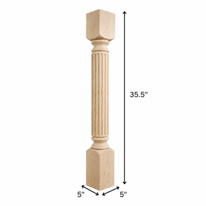 Solid Wood Kitchen Island <b>Post</b> Leg Fluted Decorative Column Support for Cabinets Countertops Solid Wood <b>Post</b> Legs - Product Image 2