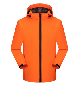 Veste coupe-vent à capuche bleu clair pour homme avec fermeture éclair, vêtements décontractés pour l'extérieur, saison automne, matière polyester - Product Image 5