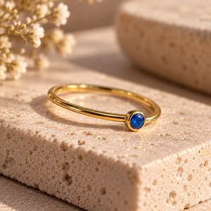 Gold Plated <b>Stainless</b> <b>Steel</b> Birthstone <b>Ring</b> Thin Zircon Dainty <b>Women</b> Band <b>for</b> Wedding Party Gift - Product Image 2