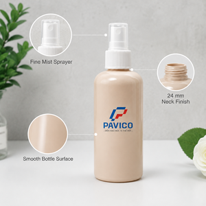 ขวดสเปรย์พลาสติก PET ทรงกลม ขนาด 220 มล. สีเบจ คอขวด 24 มม. พิมพ์ลายซิลค์สกรีน สำหรับบรรจุภัณฑ์โทนเนอร์ ผลิตภัณฑ์บำรุงผิว และเครื่องสำอาง ผลิตในเวียดนาม - Product Image 6