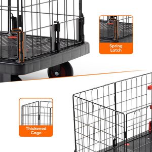 300 Kg <b>Foldable</b> Plastic Platform <b>Trolley</b> with Basket Cage | Portable Hand Truck with 360° Wheels for Warehouse & Home Use - Product Image 4
