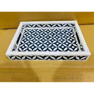 Bandeja de Calidad Premium con Incrustaciones de Hueso, Patrón Ondulado Blanco y Negro, para Servir con Estilo Artístico, Decoración Orgánica, Borde Curvo con Diseño Ondulado - Product Image 4