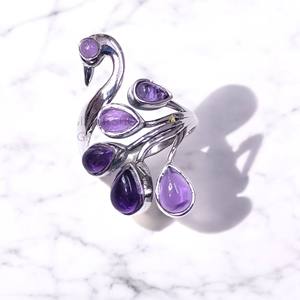 Bague en argent sterling 925 avec motif paon, faite à la main, sertie de pierres précieuses, bijoux fins, style traditionnel, tendance, vente en gros pour femmes - Product Image 2