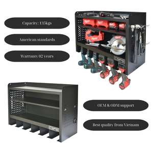 Wholesale Wall Mounted Matte Black Powder Coated Steel Pegboard <b>Tool</b> Wall <b>Cabinet</b> for Garage Workshop and <b>Storage</b> 125kg Capacity - Product Image 6