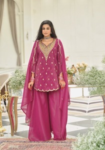 Ensemble Sharara Kurti de créateur avec dupatta pour femme – Tenue ethnique tendance pour mariages et événements - Product Image 3