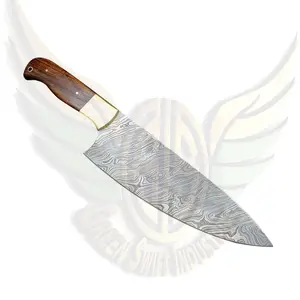 Cuchillo de chef Super afilado, utensilio profesional de cocina japonés pakka, mango de madera, patrón láser de acero de Damasco