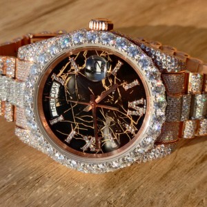 Montre analogique de luxe à mouvement quartz, boîtier en acier inoxydable et cristal, résistante à l'eau, plaquée or rose, mouvement ETA, montres à quartz - Product Image 4