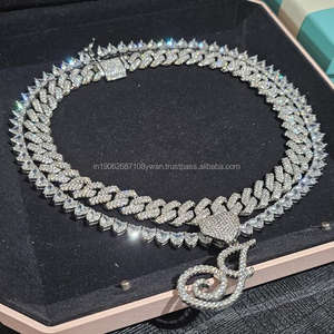 Colgante personalizado con letras de corazón y Plata de Ley 925 en VVS Lab Grown Diamonds Hip Hop Jewelry - Product Image 1