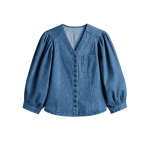 Chemisier décontracté bohème en lin pour femme, col en V, brodé, manches courtes ou longues, coupe ample - Product Image 4