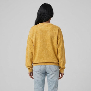 Women's Premium Oversized Vintage Acid Wash 100% Cotton Crewneck Shirt Streetwear Oversized Acid Wash Long Sleeve Ladies Shirts - Product Image 2