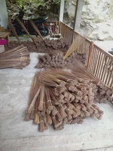 Balai en fibre de coco écologique / Balai en manche de palmier durable à manche court pour le nettoyage domestique, le jardin et la cour - Product Image 5