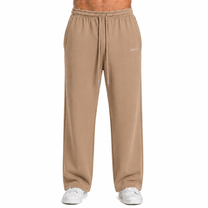 Pantalon de survêtement homme épais, coupe droite, ourlet ouvert, imprimé en relief, coupe ample et décontractée, avec logo personnalisé - Product Image 5