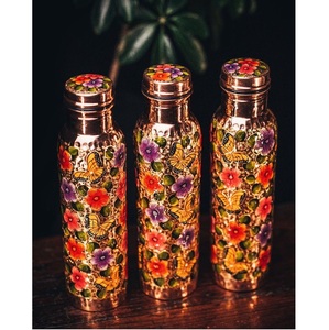 กระติกน้ำทองแดงคุณภาพส่งออก ลายดอกไม้ พกพาสะดวก พร้อมฝาปิด - Product Image 5