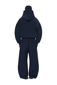 Ensemble de survêtement unisexe à capuche zippé en coton épais, coupe ample, avec logo personnalisé, style streetwear décontracté - Product Image 4