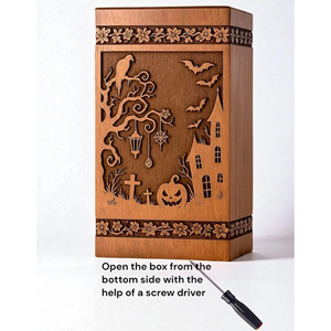 Handmade Wooden Halloween Cremation Urn: Spooky <b>Memorial</b> urn <b>Memorial</b> <b>Keepsake</b> by AYAANS - Product Image 5