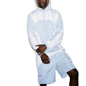 Wholesale Custom Two Piece Men Winter Windbreaker Short Jacket Polyester/Cotton <b>Knitted</b> Breathable Streetwear <b>Set</b> - Product Image 1