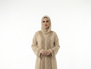 High Quality Green Embroidered Abaya Long Sleeve Maxi Dress High Neck Loose Fit Floral Pattern Modest Wear for Women Daily Use - Product Image 5