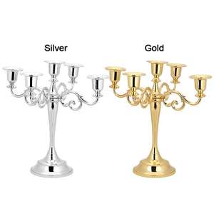 Candelabros de metal de 5 brazos para decoración del hogar, portavelas, soporte para velas, para bodas, cenas, mesas, fiestas de Navidad - Product Image 2