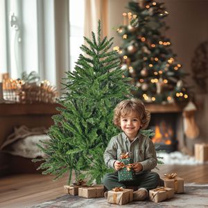 Albero di Natale Artificiale Premium in Abete con Cerniere, 1,37 m, 663 Punte e Supporto in Metallo, Decorazione Natalizia per Interni - Product Image 1