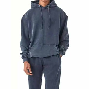 2026 Custom Acid Washed Cotton Thick Puff Print Acid Wash Tracksuits Hoodies and Sweatpants Sets for Men Now For Online Sale - Product Image 2