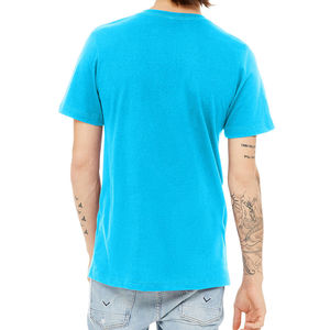T-shirt pour homme à col en V, couleur unie, manches courtes, 250 GSM, coton lourd, t-shirt uni à col en V avec logo personnalisé - Product Image 6