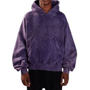 Sudaderas con Capucha de Algodón 100% Bordadas, Lavadas al Ácido, de Gran Tamaño y Peso Pesado, Personalizadas para Hombre, Venta al por Mayor, Invierno - Product Image 1