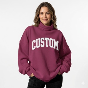 Sweat-shirt personnalisé pour femme, broderie streetwear, col montant, manches longues, en tissu polyester/coton, écologique, pour l'automne - Product Image 4